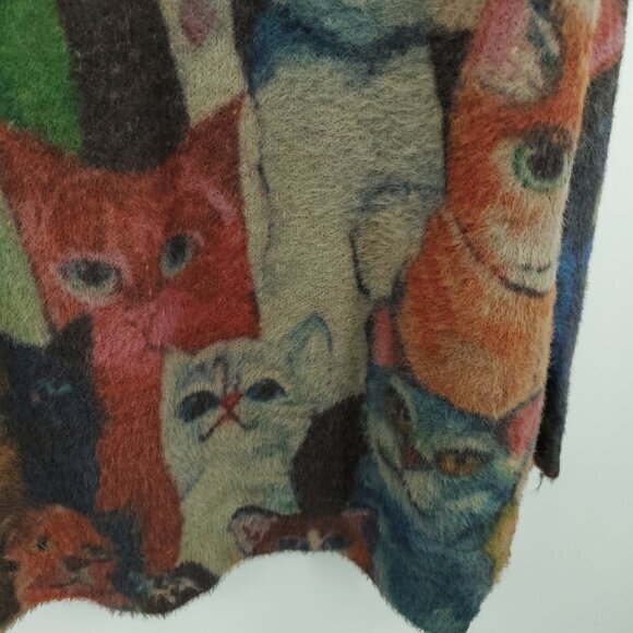 Cotton/Wool Oversized Cat Print Sweater OS Multicolor - Picture 9 of 16